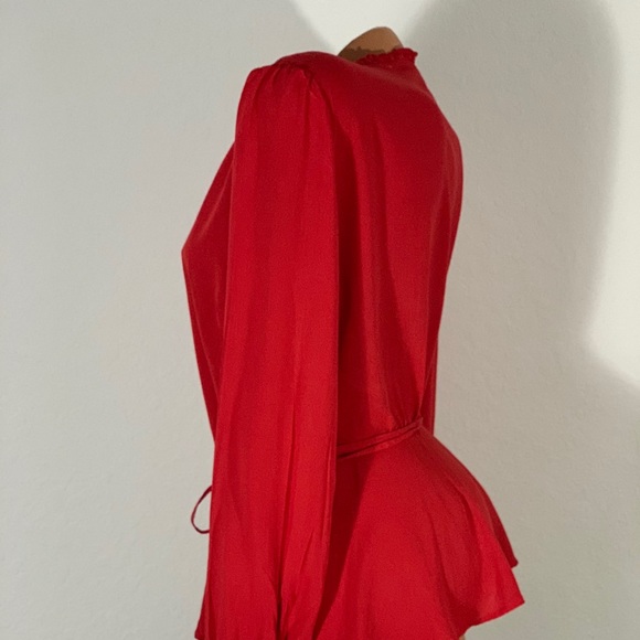 LOFT Red wrap top blouse shirt ruffle - Picture 7 of 13